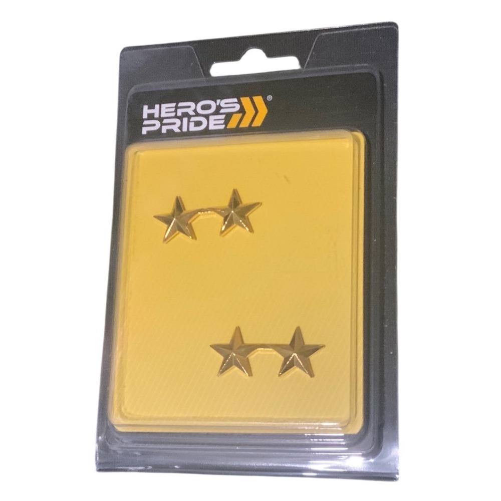 Heros Pride 2 Star Rank Insignia Gold Pair 5/8 Inch Uniform Pins 4491G NEW